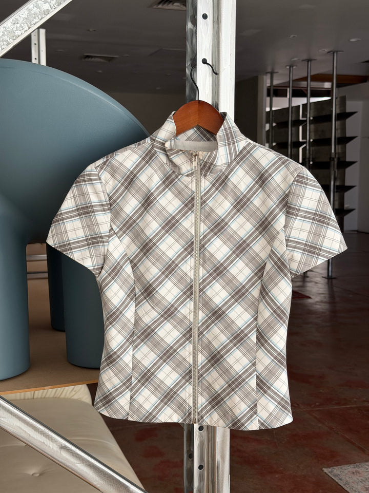 SLOANE TOP ~ TARTAN GREY
