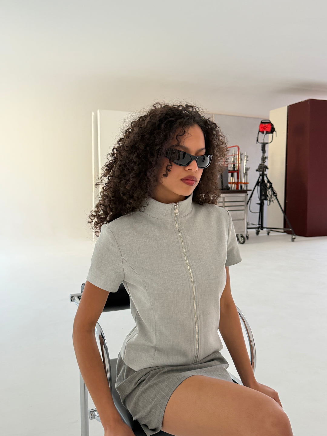 SLOANE TOP ~ DOVE GREY